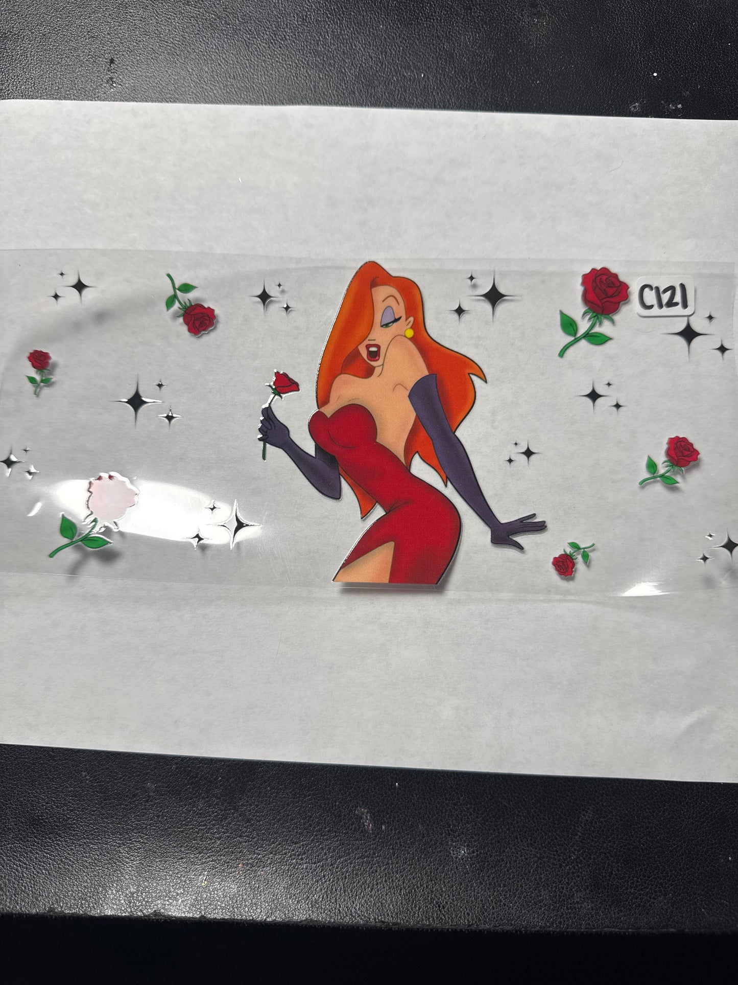 C121 Red head and flowers uvdtf wrap