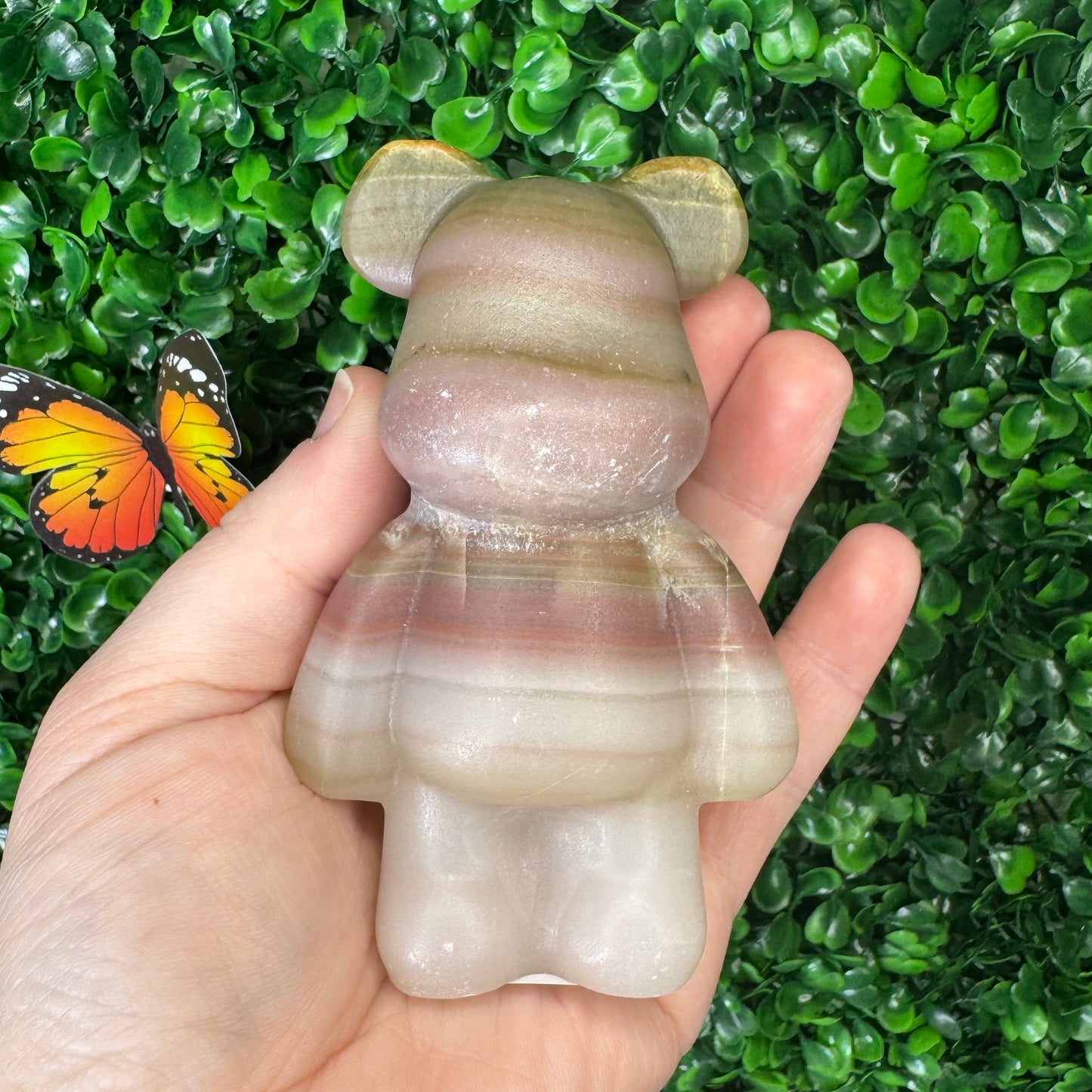 Pink Banded Onyx Bear Carving