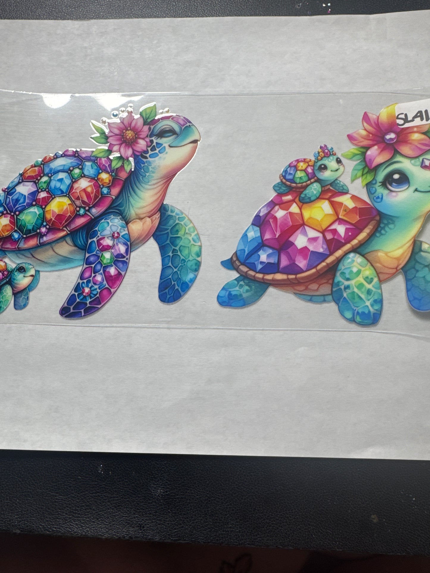 SL41 turtle with gems and flowers uvdtf wrap