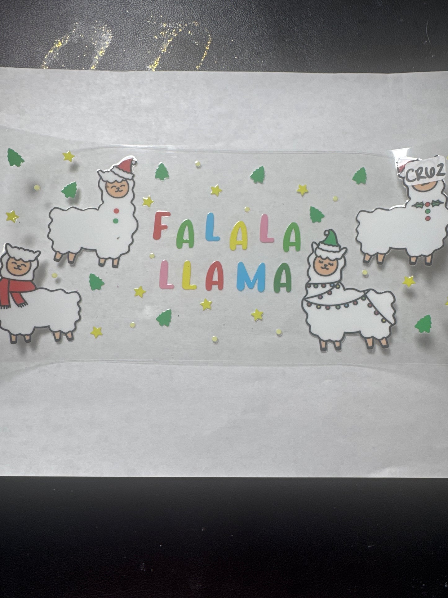 CR62 falala llama Christmas uvdtf wrap