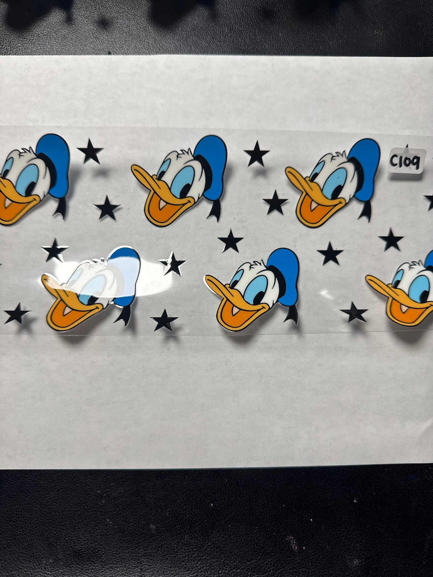 C109 duck with blue hat character uvdtf wrap