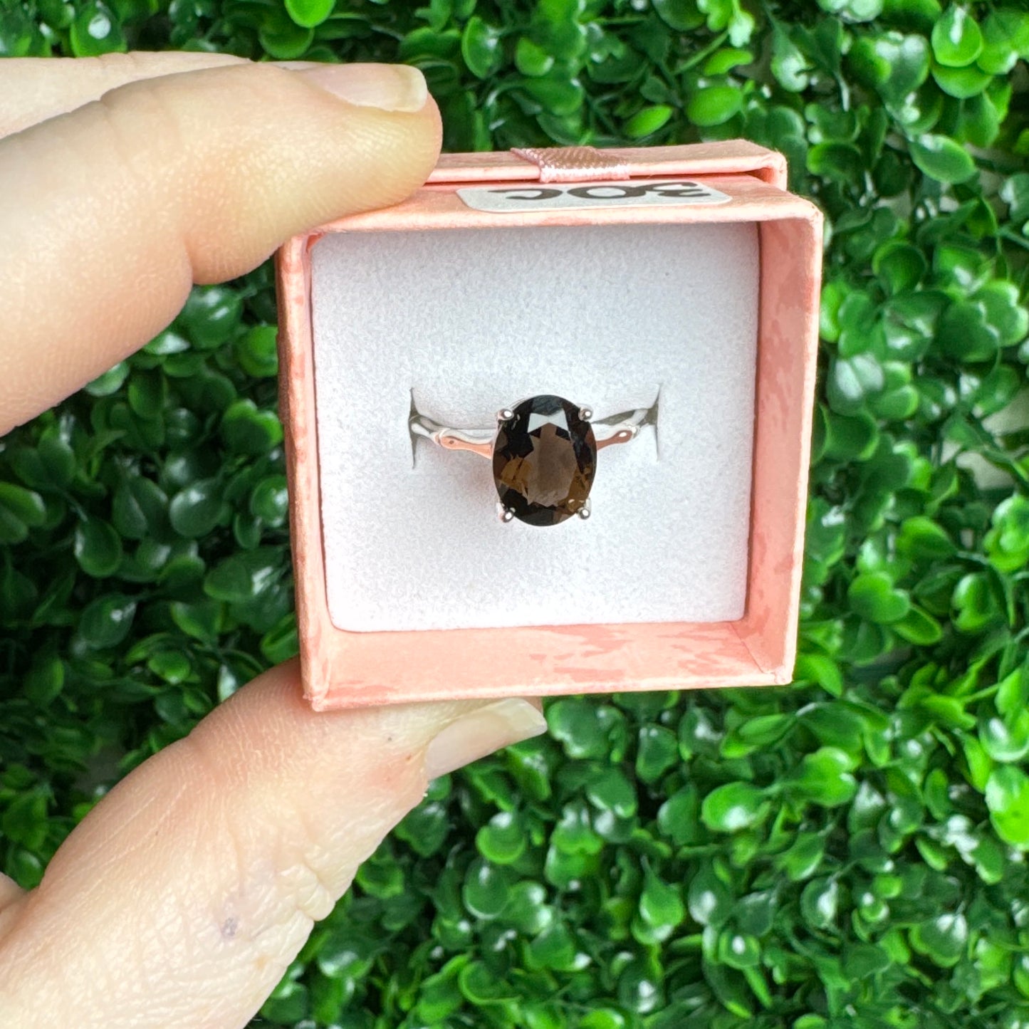 925 adjustable Sterling silver smoky quartz ring