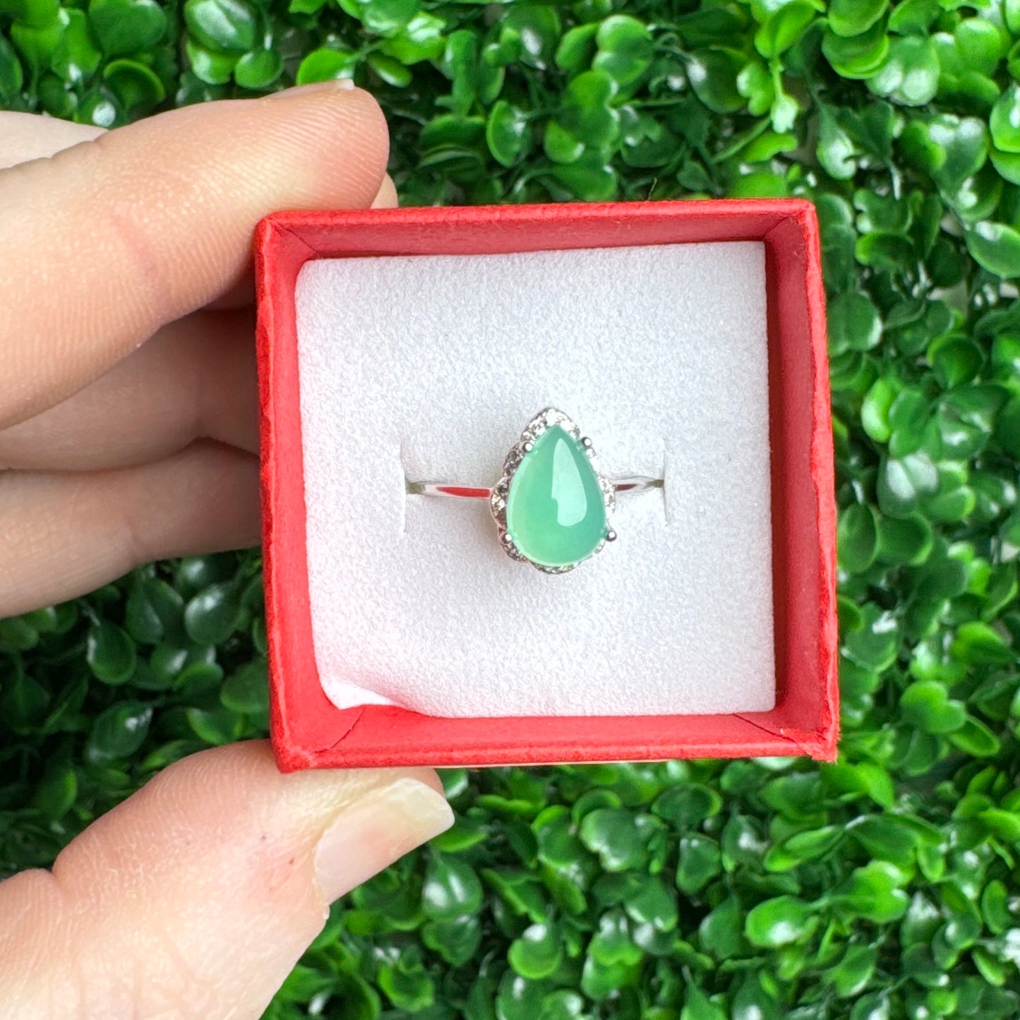 925 Sterling silver adjustable chrysoprase ring