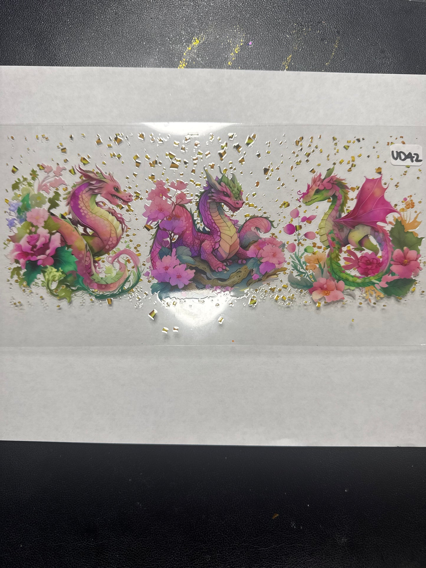 UD42 Pink Dragons with flowers uvdtf wrap