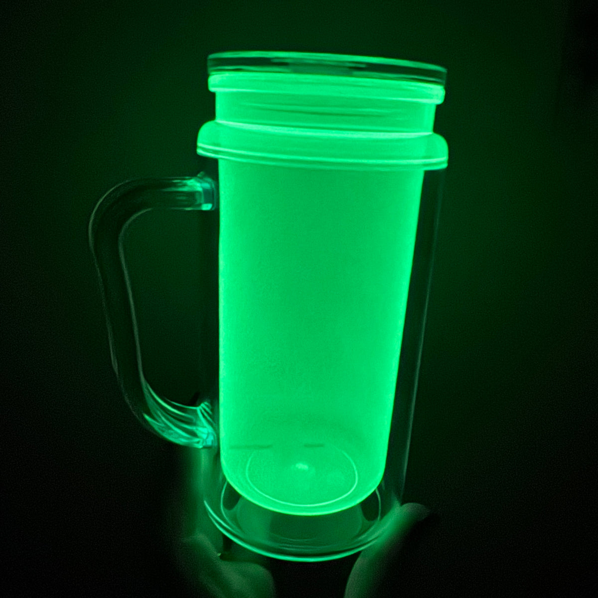 16oz acrylic snow globe tumblers glow in the dark (green glow)