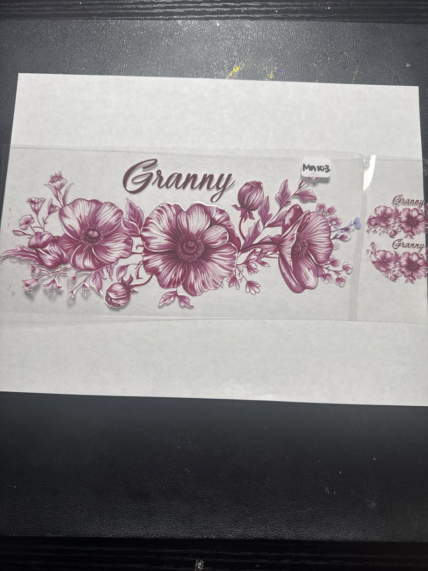 MA103 Floral Grandma UVDTF cup wrap with lid decal