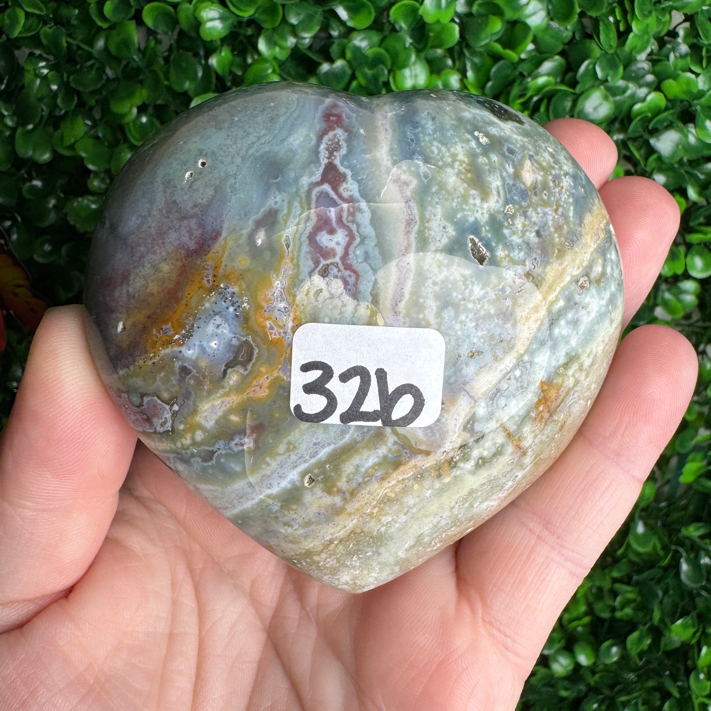 Sea Jasper Puffy Heart Carving 32B