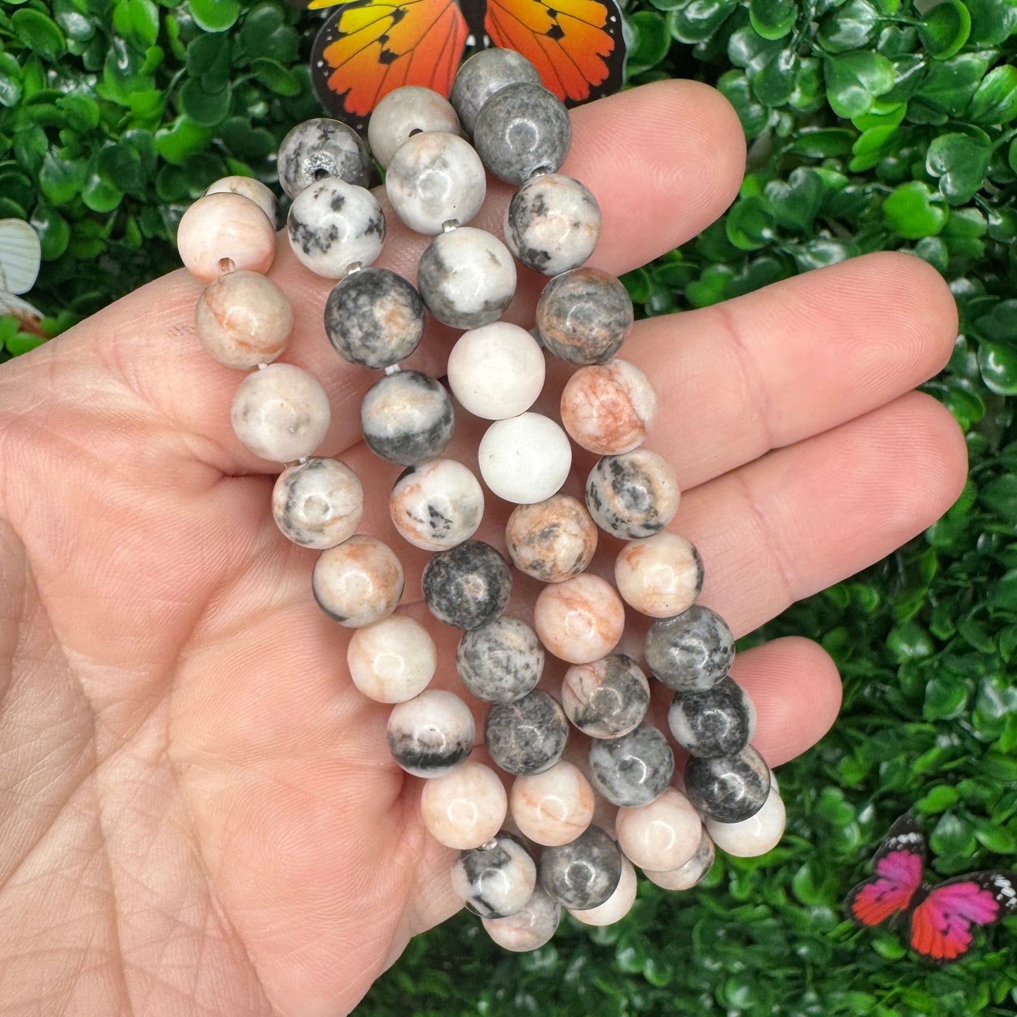 8mm Pink Zebra Jasper Bracelet