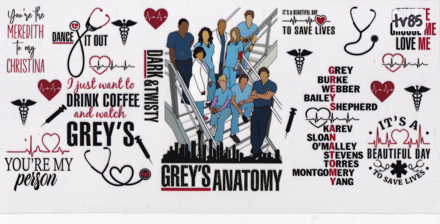 TV85 Anatomy Hospital Characters UVDTF Wrap
