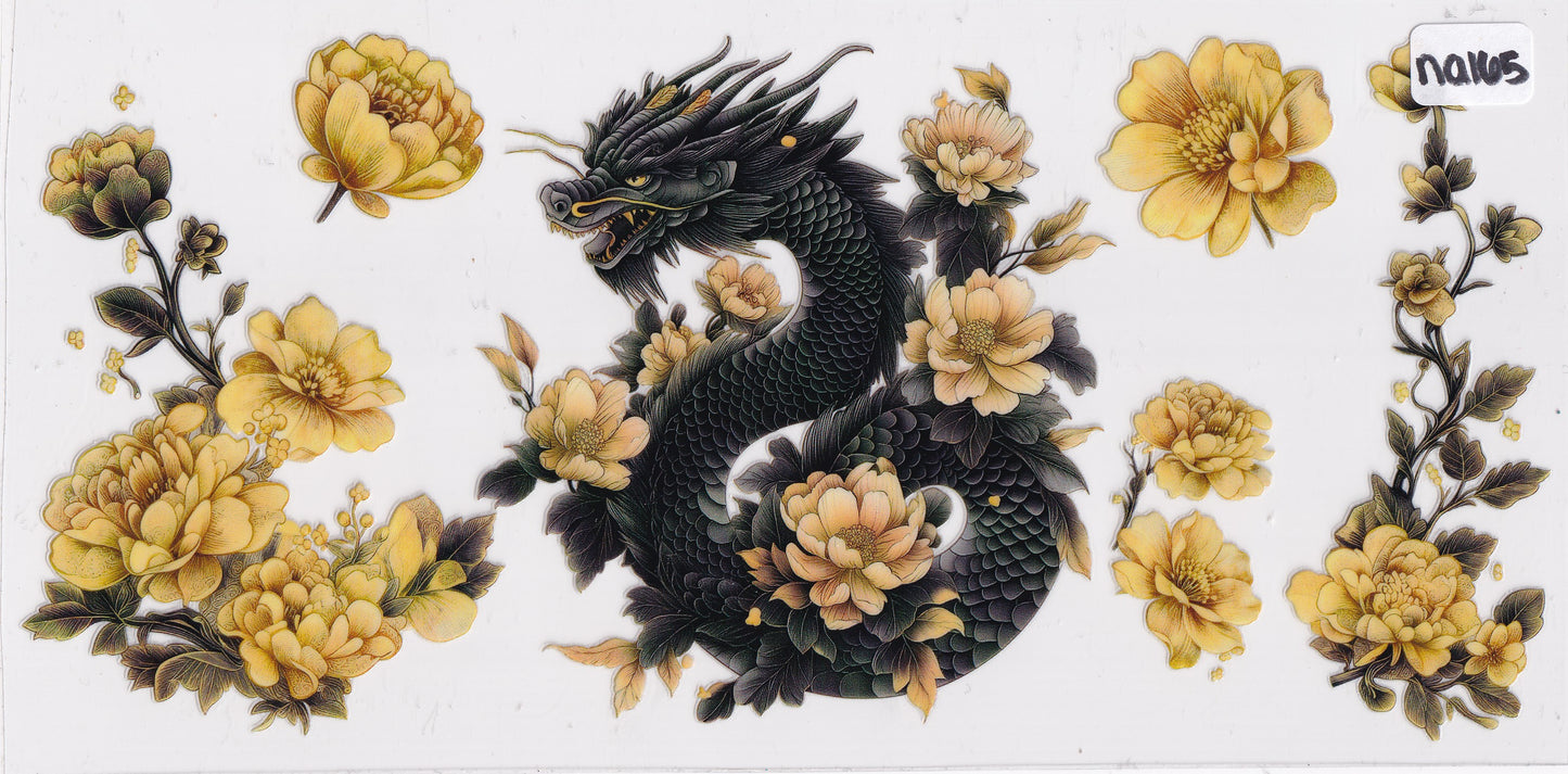 NA165 Dragon Flowers UVDTF Wrap