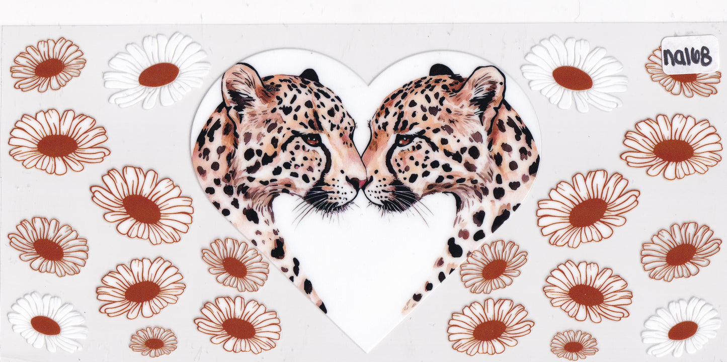 NA168 Cheetahs Hearts Flowers UVDTF Wrap