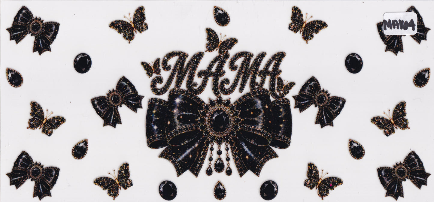 MA164 Mama Mom Ribbons Butterflies UVDTF Wrap