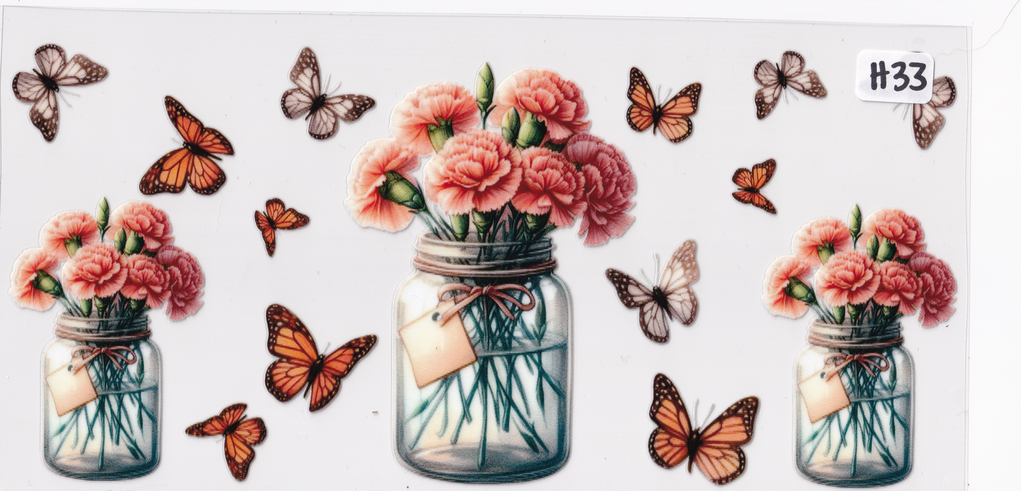 H33 Flower Butterfly UVDTF Wrap