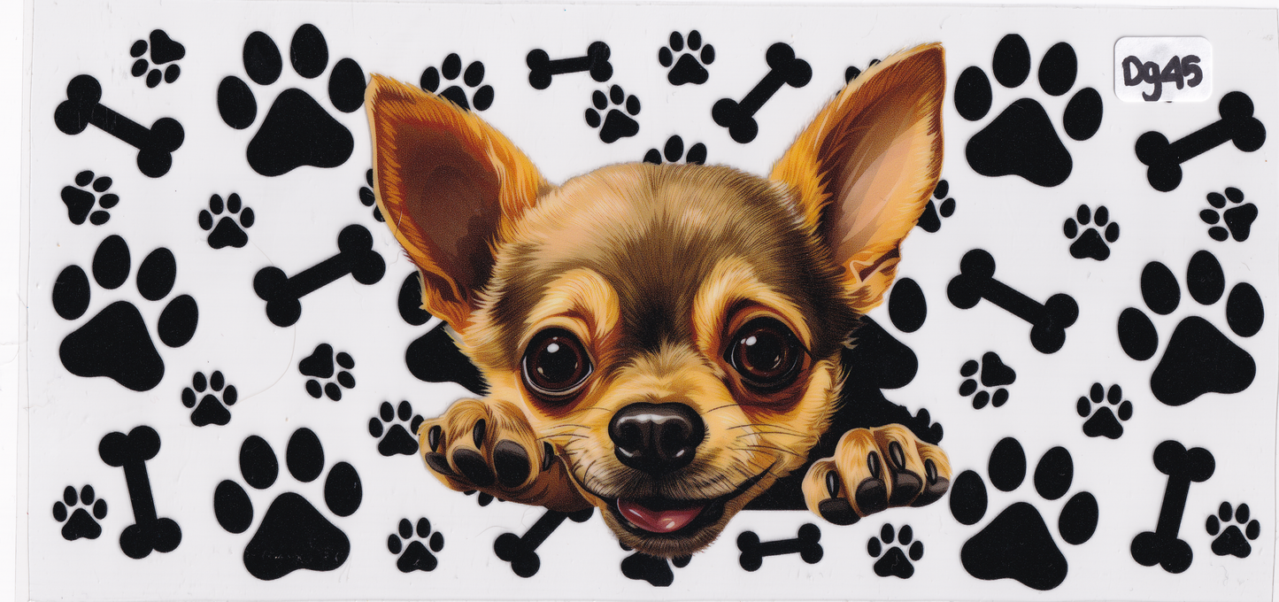 DG45 Dog Paw Prints Bones UVDTF Wrap