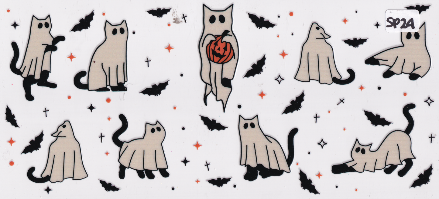 SP24 Halloween Ghost Cat Bats UVDTF Wrap