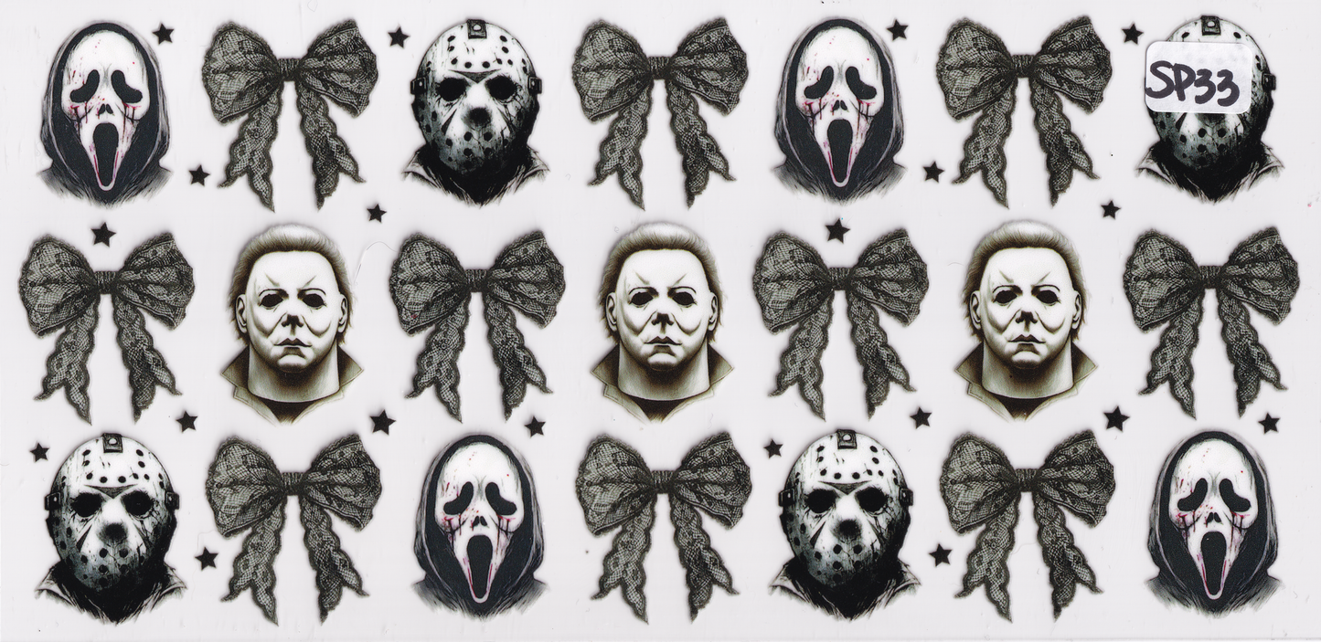 SP33 Scary Movie Characters Ribbons Halloween UVDTF Wrap