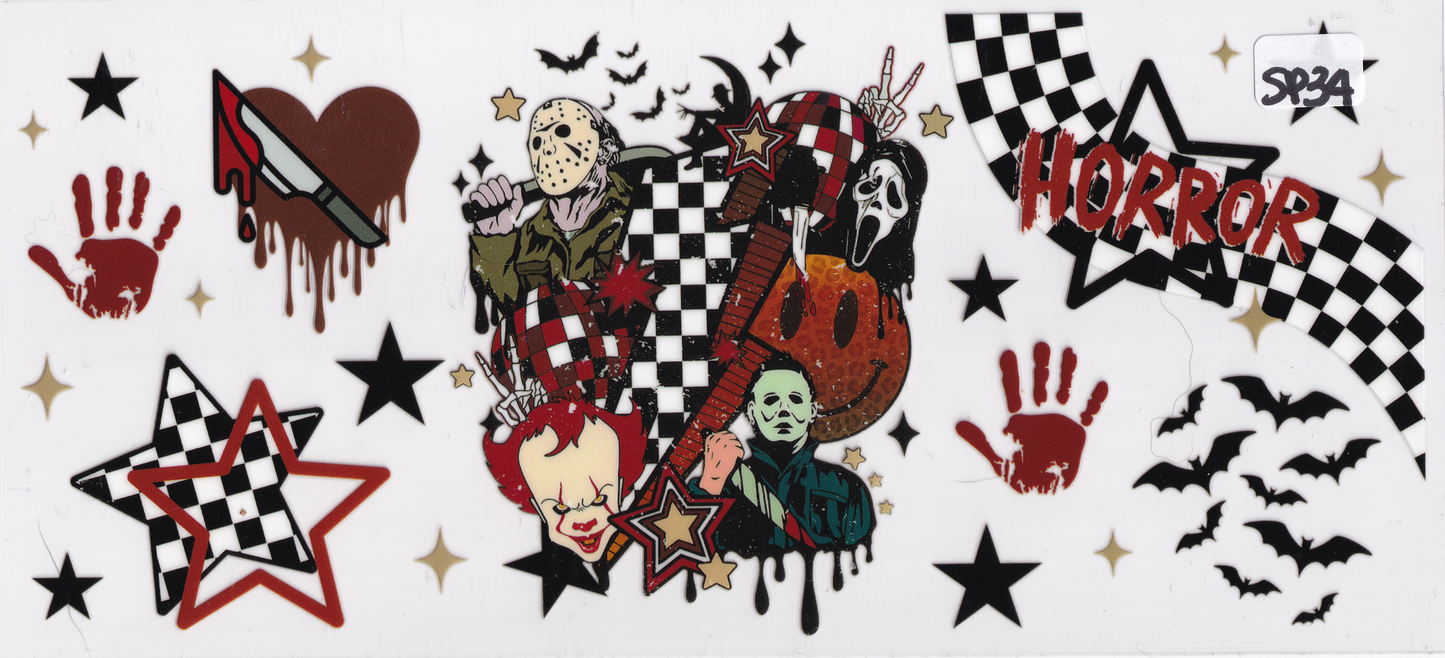 SP34 Scary Movies Halloween Characters UVDTF Wrap