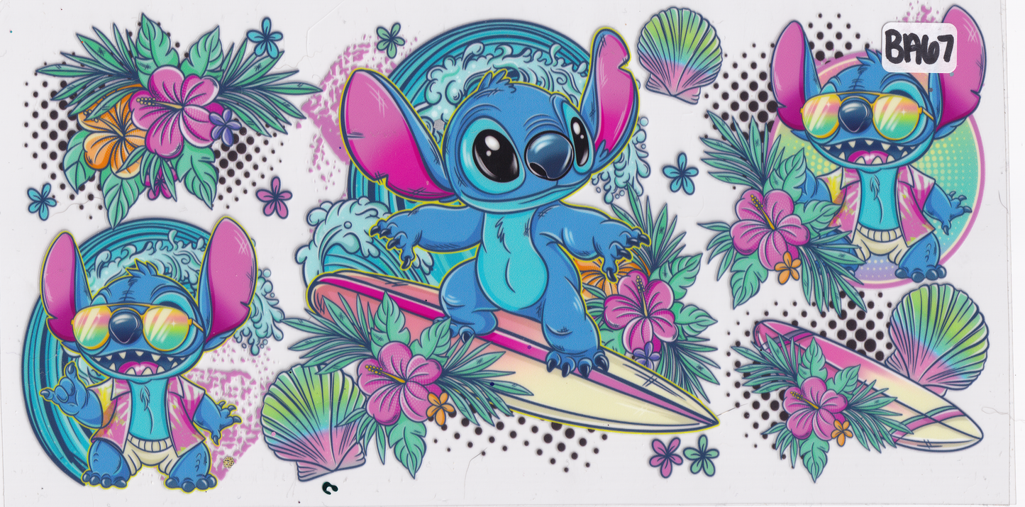 BA67 Kids Blue Character Surfing UVDTF Wrap
