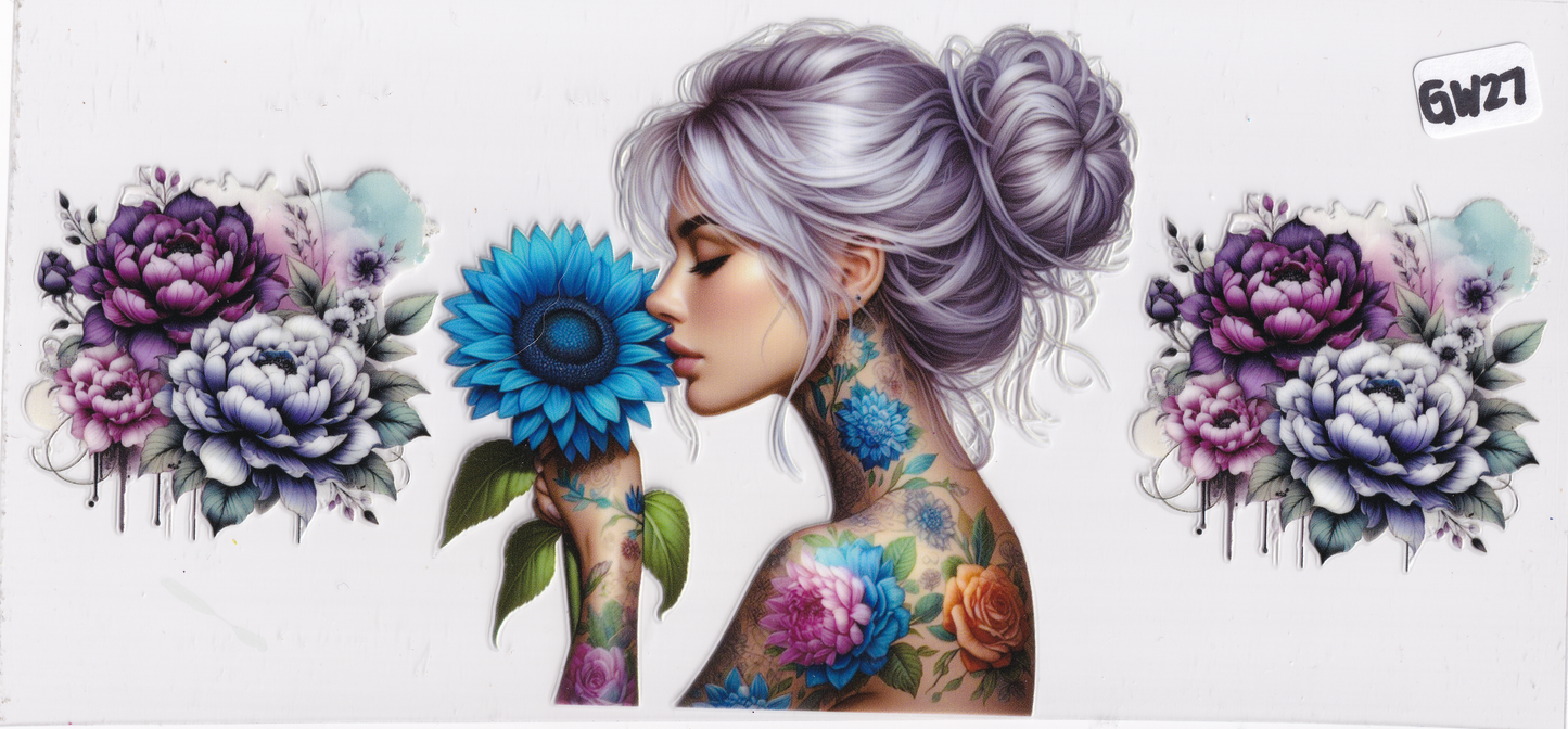 GW27 Girl Flowers Tattoos UVDTF Wrap