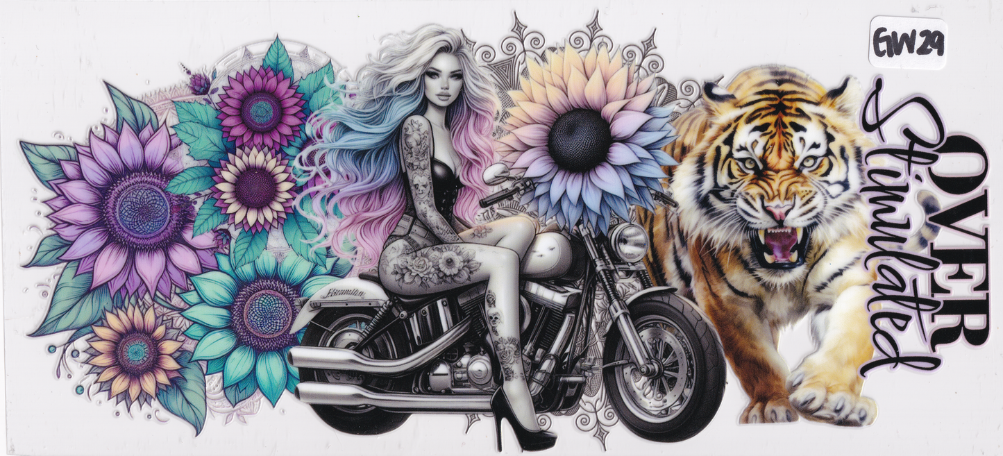 GW29 Girl Flowers Tattoos Motorcycle Tiger UVDTF Wrap
