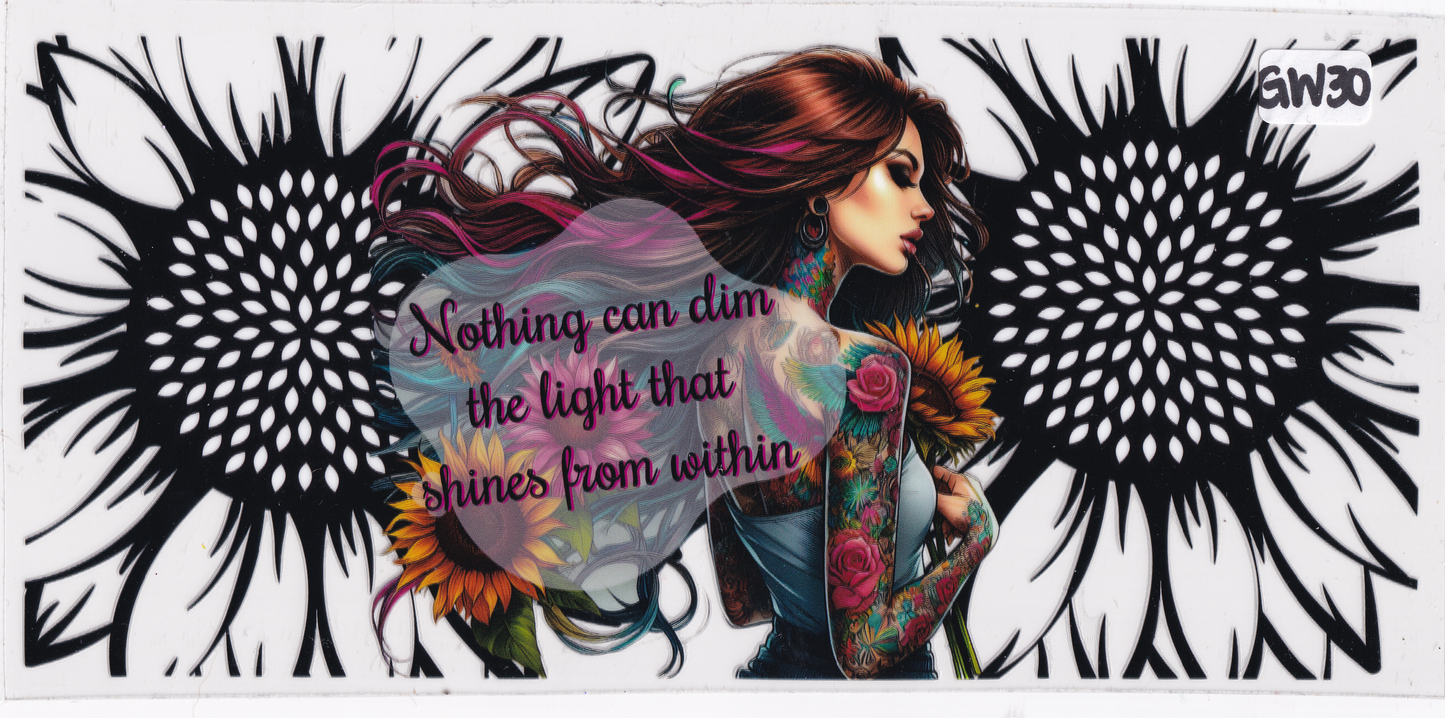 GW30 Girl Flowers Tattoos Quote UVDTF Wrap