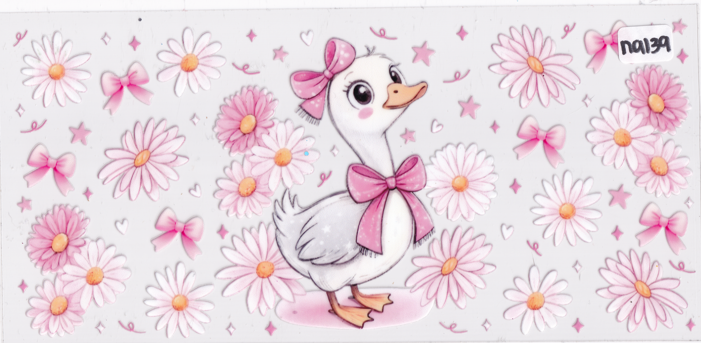NA139 Flowers Ribbons Duck UVDTF Wrap