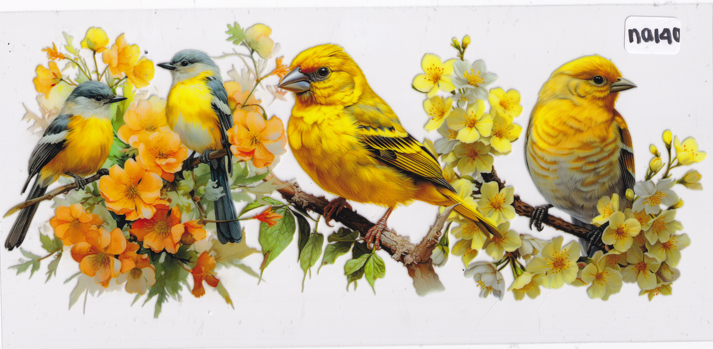 NA140 Birds Flowers UVDTF Wrap