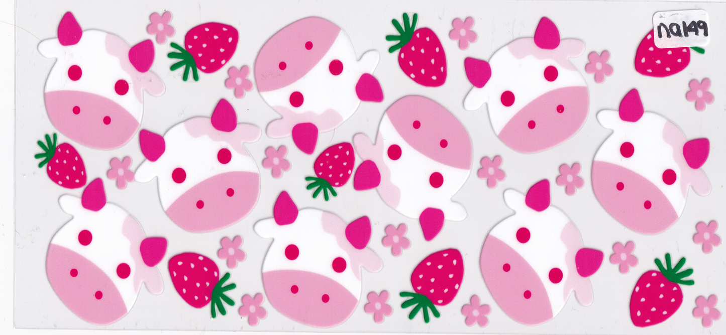 NA149 Strawberries Cows UVDTF Wrap