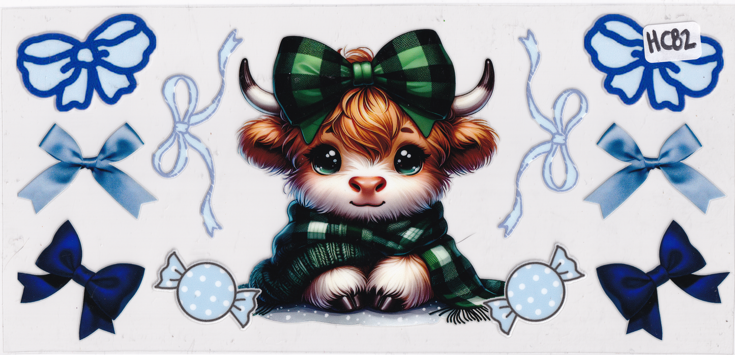 HC82 Highland Cow Ribbon UVDTF Wrap