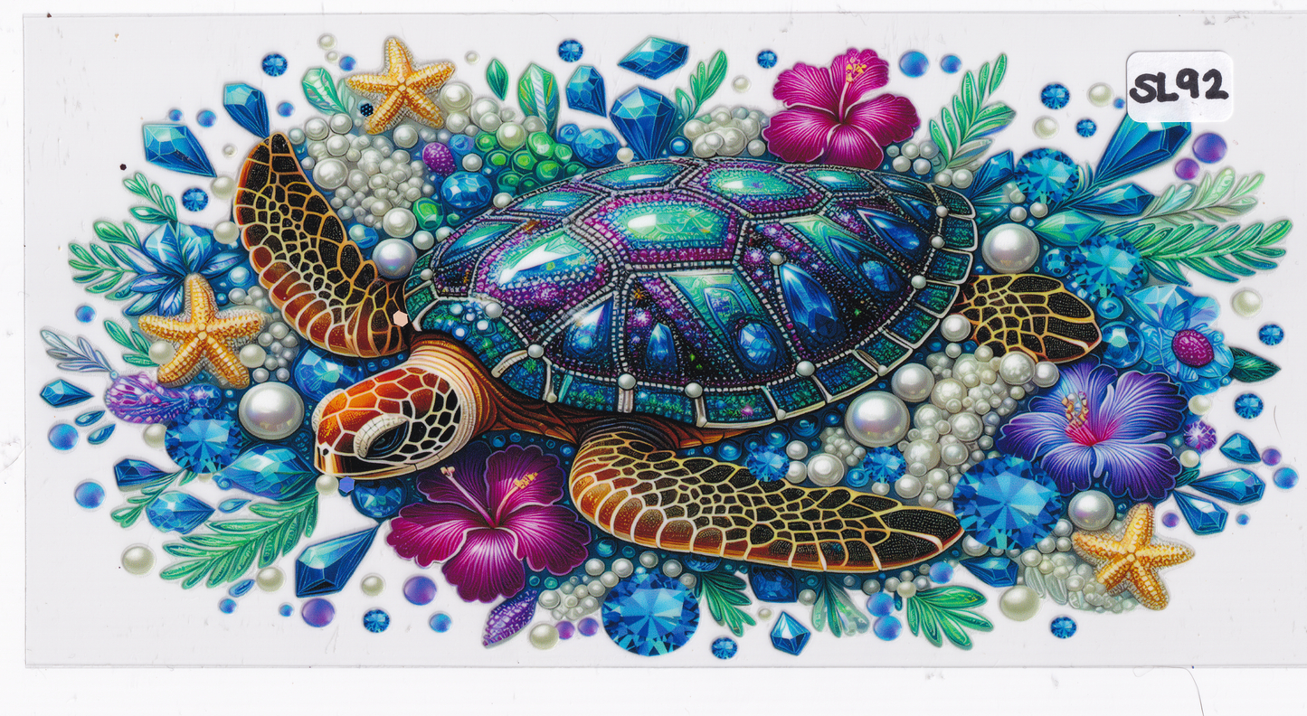 SL92 Sea Turtle Flowers UVDTF Wrap