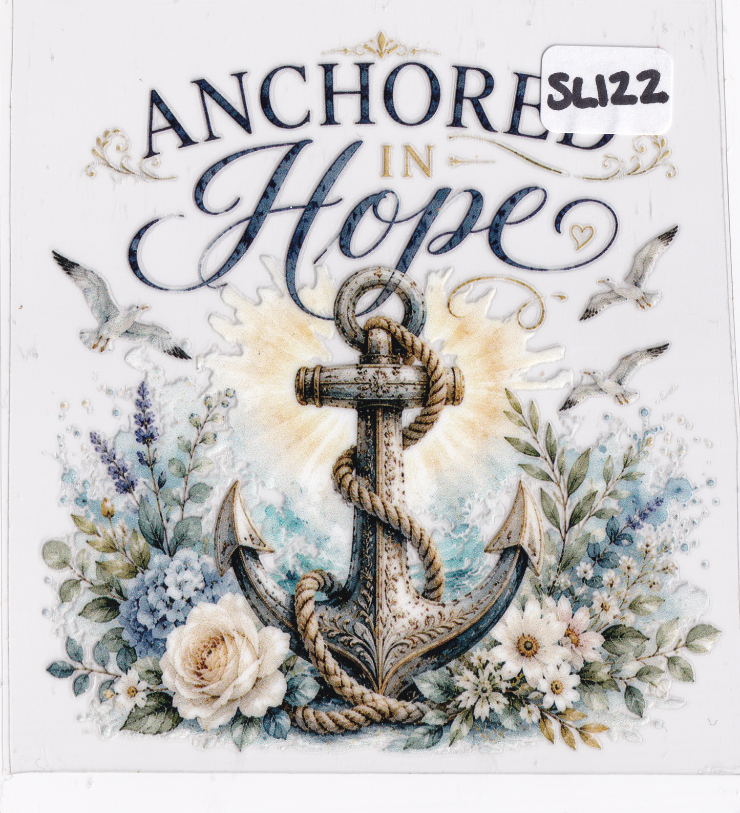 SL122 Anchor Flowers Birds UVDTF Wrap