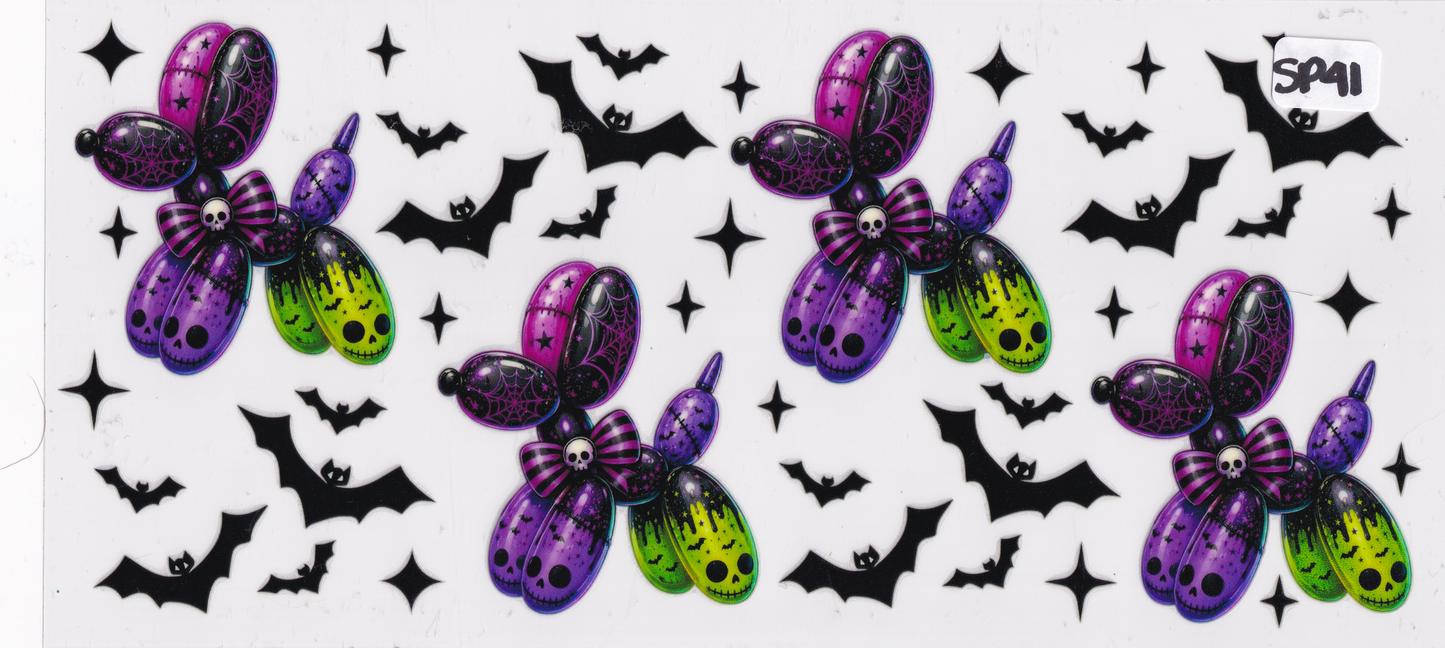 SP41 Halloween Balloon Animal Bats UVDTF Wrap