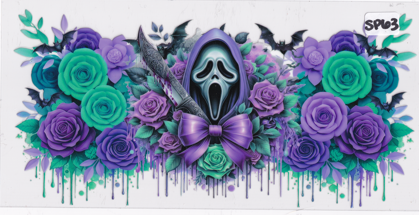 SP63 Halloween Movie Character Roses Bats UVDTF Wrap