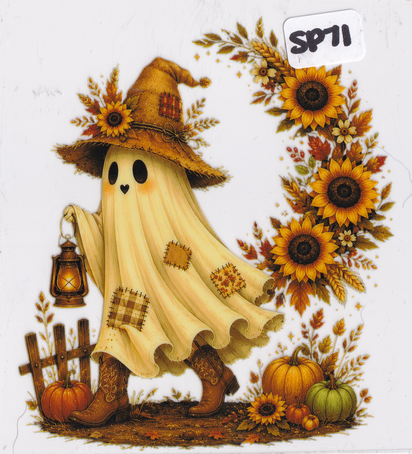 SP71 Halloween Ghost Pumpkin Flowers UVDTF Wrap