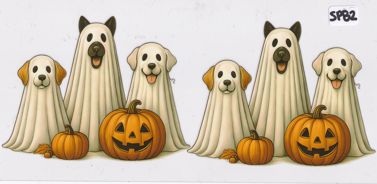 SP82 Halloween Ghost Dogs Pumpkin UVDTF Wrap