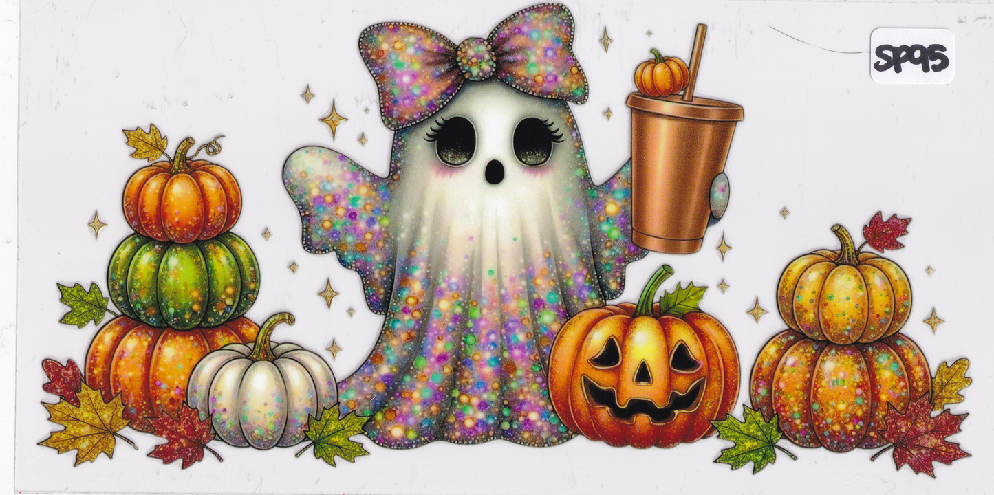 SP95 Halloween Ghost Coffee Pumpkin UVDTF Wrap