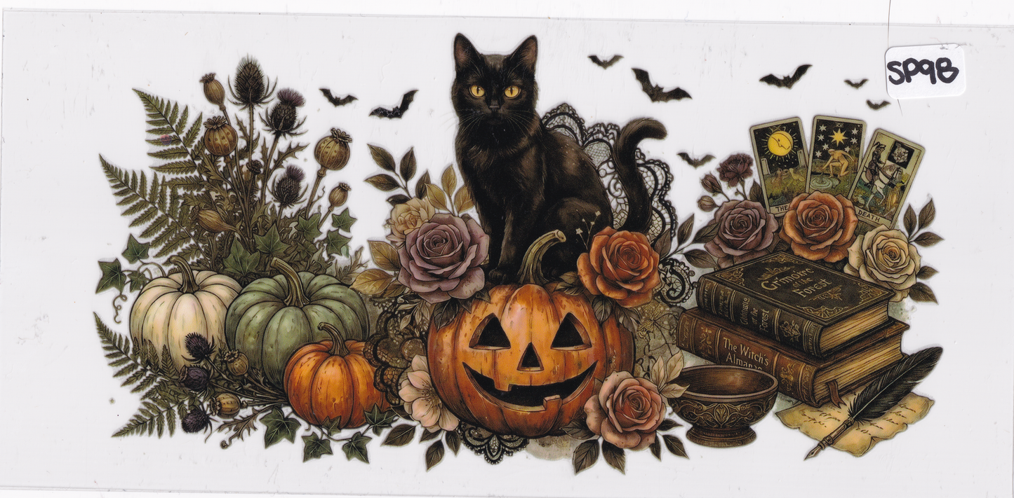 SP98 Halloween Pumpkin Cat Bats UVDTF Wrap