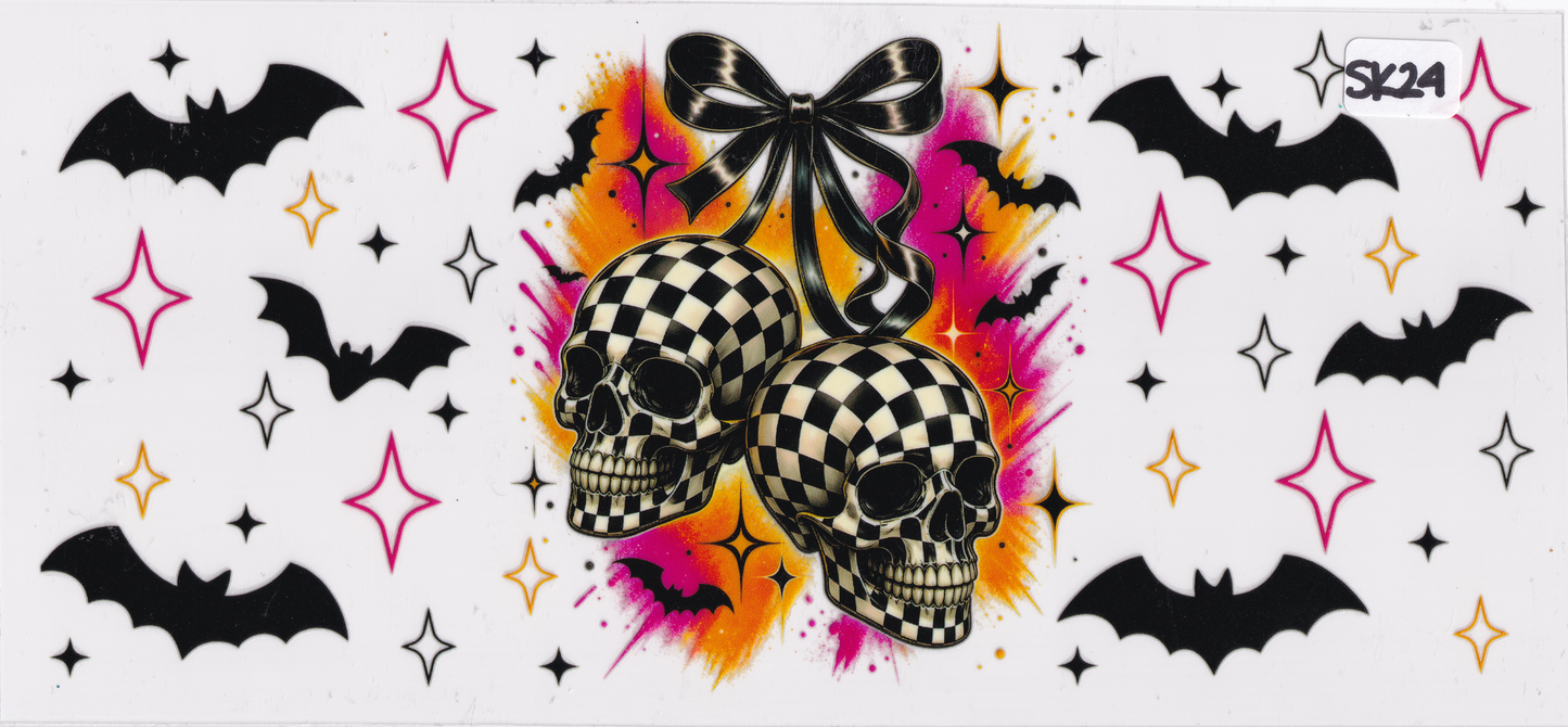 SK24 Skulls Ribbon Bats UVDTF Wrap