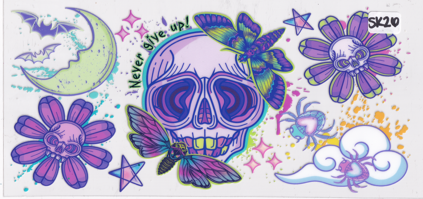 SK26 Skull Flowers UVDTF Wrap