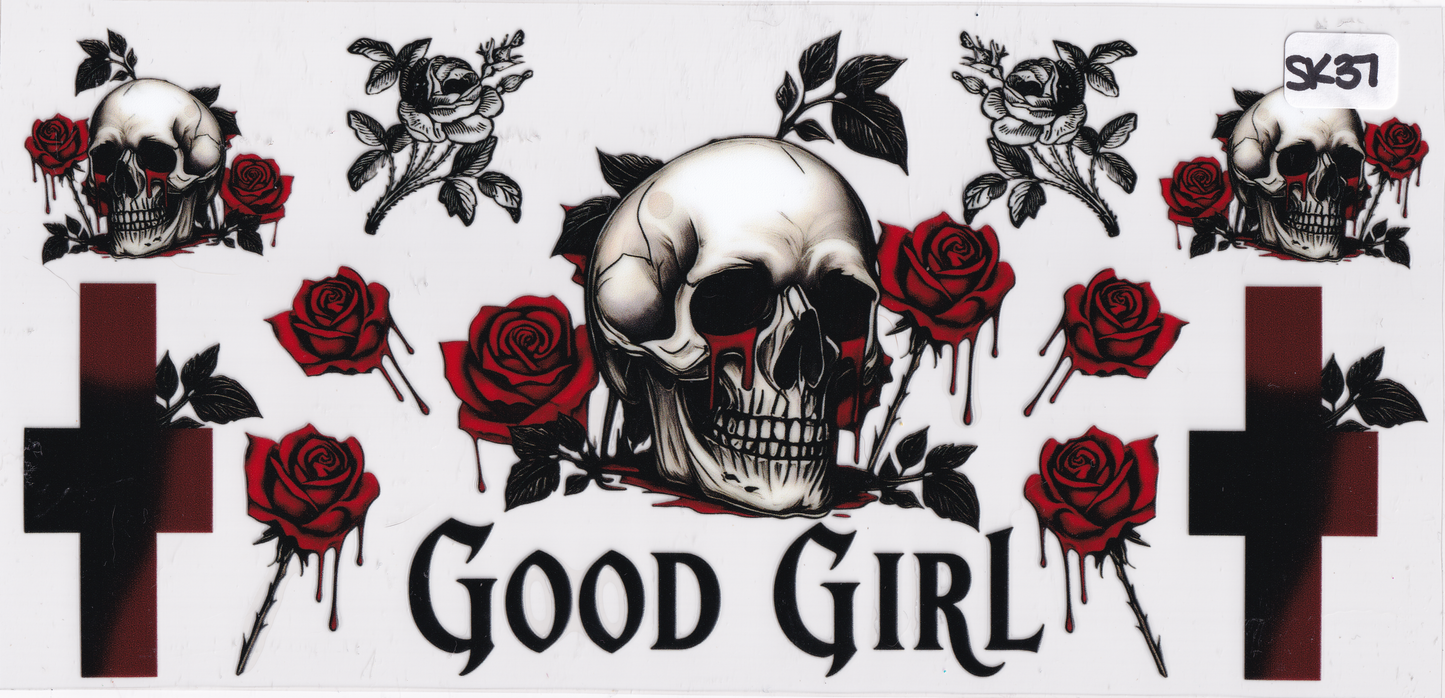 SK37 Skulls Roses UVDTF Wrap