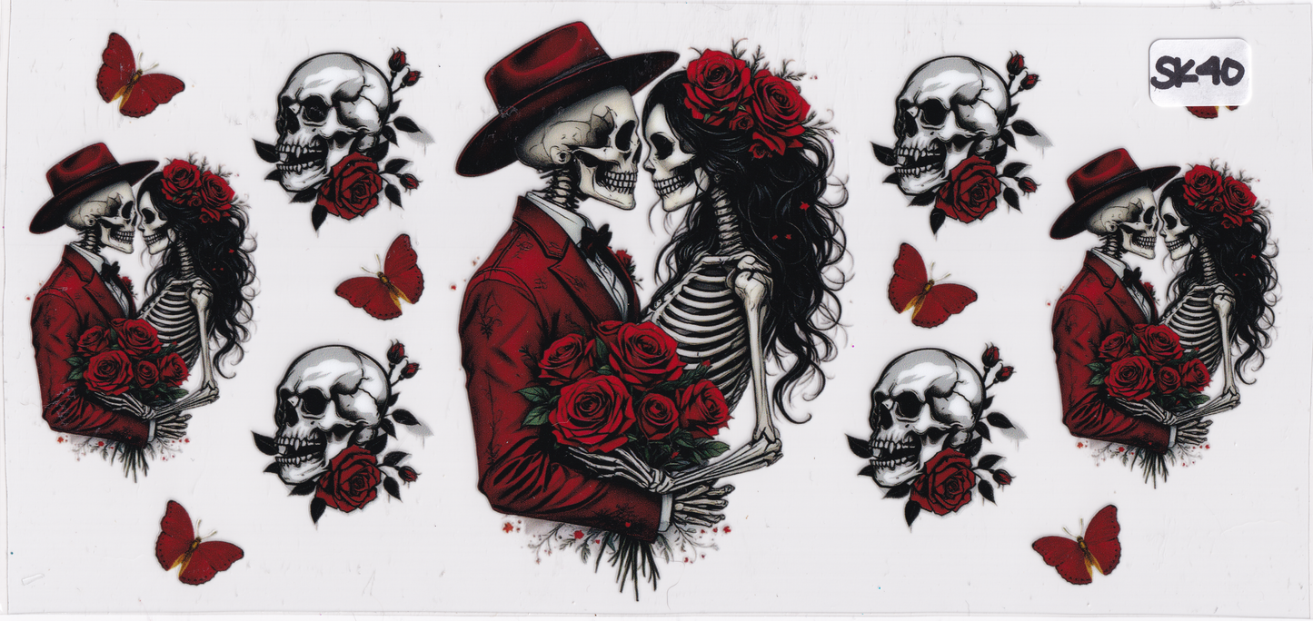 SK40 Skeleton Man Women Love Skull UVDTF Wrap