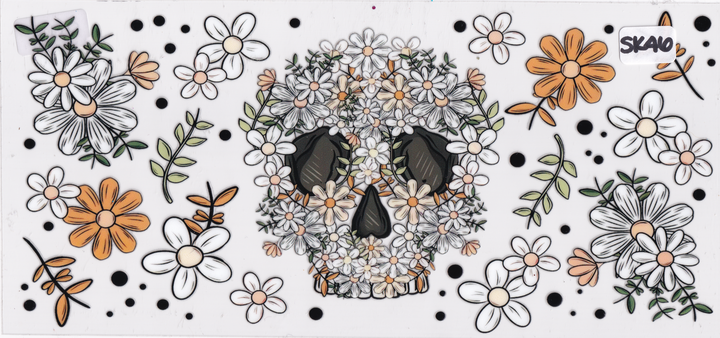 SK46 Skull Flowers UVDTF Wrap