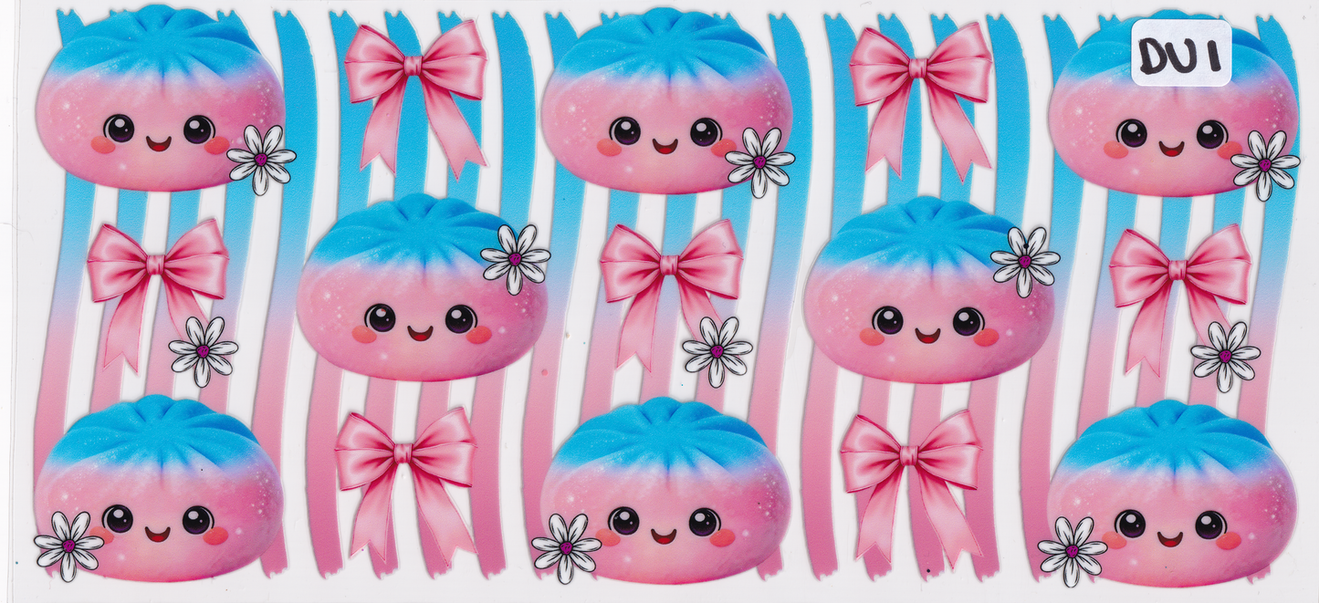 DU1 Fidget Squishy Glitter Dumplings Ribbons UVDTF Wrap