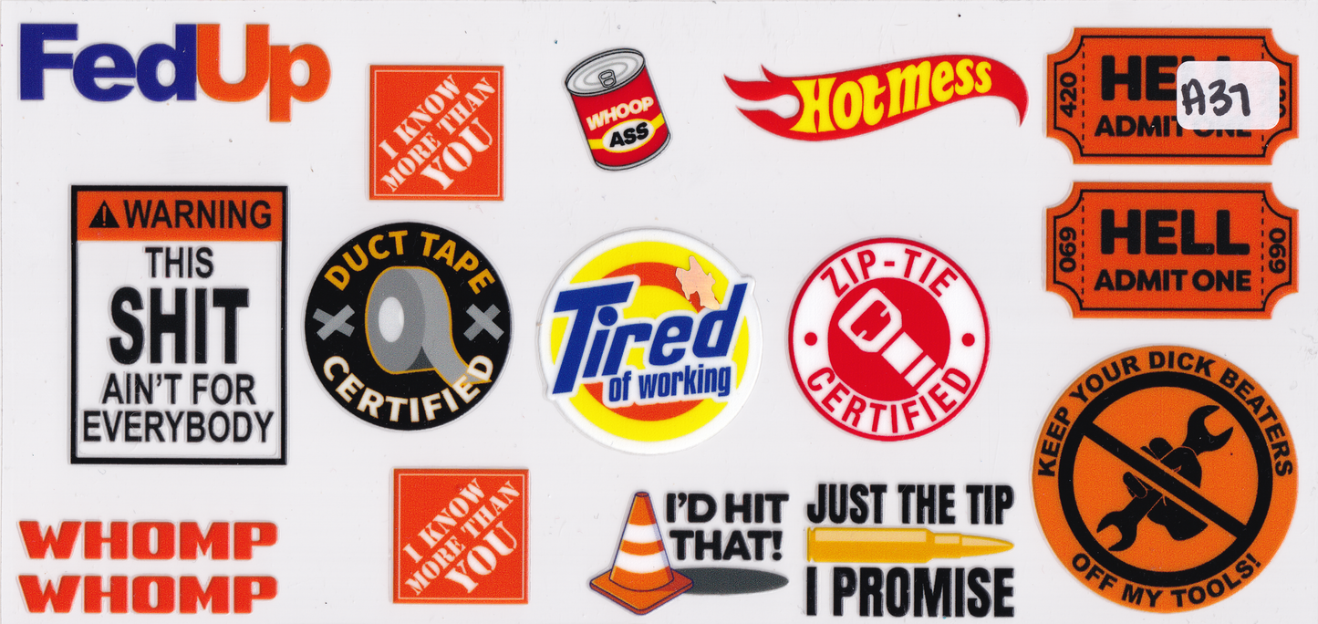 A37 Adult Funny Signs UVDTF Wrap