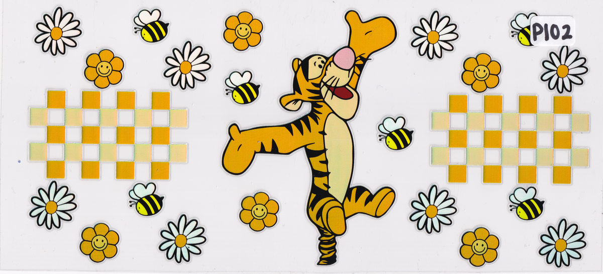 P102 Holographic Tiger Friends Characters UVDTF Wrap