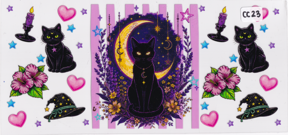 CC23 Cat Flowers Moon UVDTF Wrap