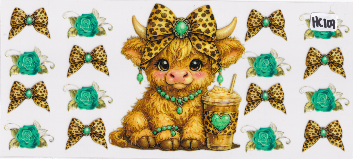 HC109 Highland Cow Drink UVDTF Wrap