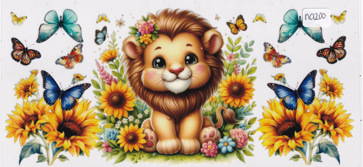 NA200 Lion Flowers Butterflies UVDTF Wrap