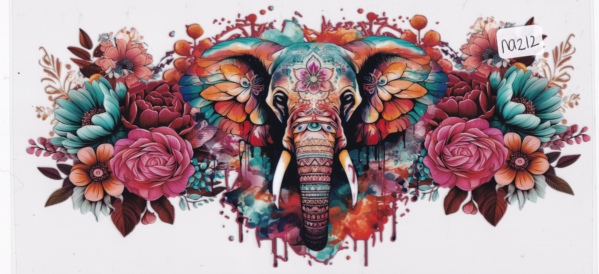 NA212 Elephants Flowers UVDTF Wrap