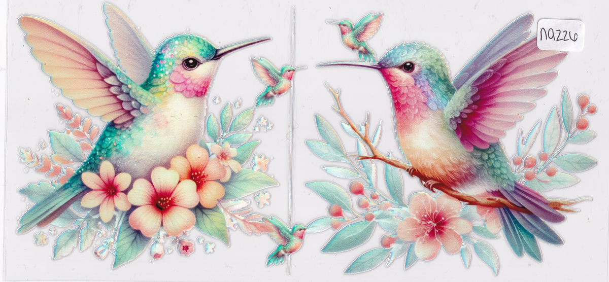 NA226 Holographic Bird Flowers UVDTF Wrap